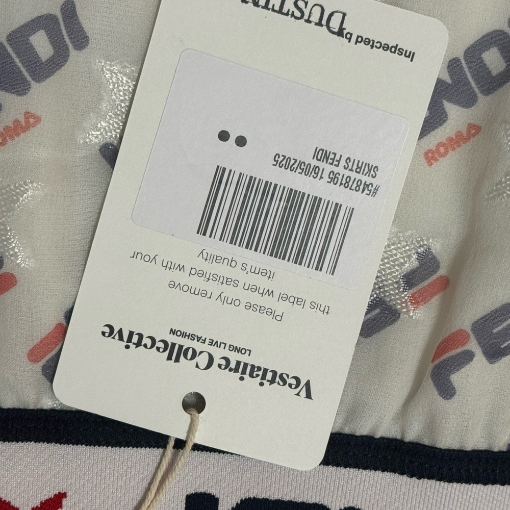 FENDI Mania Peated Midi Skirt Red Blue White Silk Blend Size XXS Designer Luxury - Picture 10 of 13